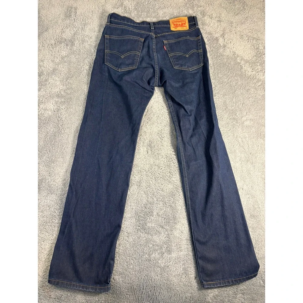 Levis 505 Regular Fit Straight Leg Jeans Dark Wash Indigo Blue Mens 32x32